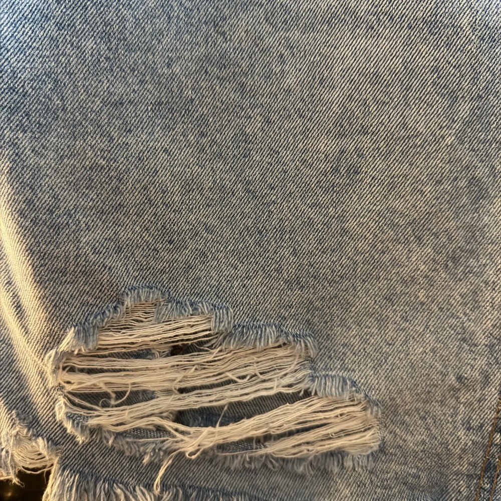 Free People Surfs Up Ripped Denim Asymmetrical Denim Skirt - Picture 4 of 9